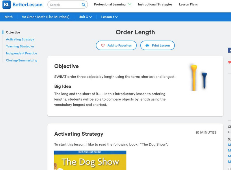 Better Lesson: Order Length Lesson Plan Better Lesson: Order Length Lesson Plan