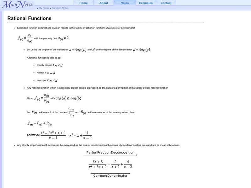 Math notes.com: Rational Functions Activity Math notes.com: Rational Functions Activity