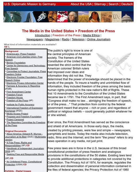 U.s. Diplomatic Mission to Germany: Media in the u.s.: Freedom of the Press Website U.s. Diplomatic Mission to Germany: Media in the u.s.: Freedom of the Press Website