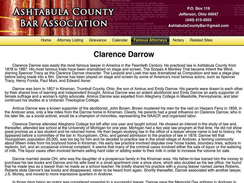 Ashtabula County Bar Association: Clarence Darrow Activity