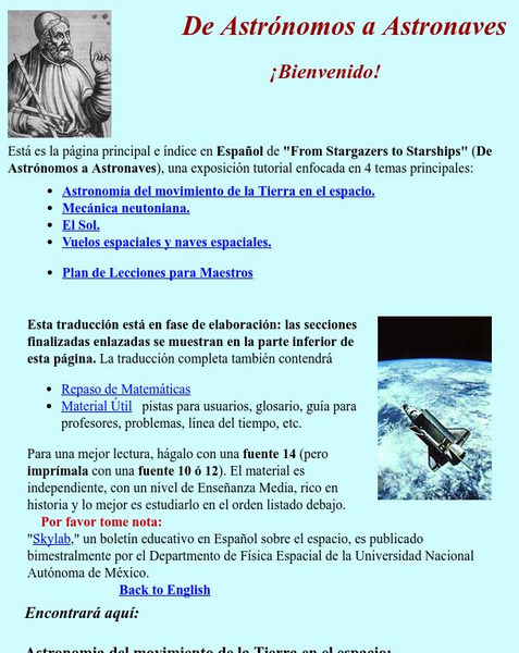 Phy6: De Astronomos a Astronaves Handout Phy6: De Astronomos a Astronaves Handout
