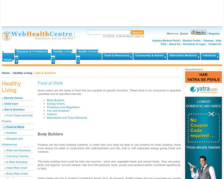 Web Health Centre: Food at Work Website Web Health Centre: Food at Work Website