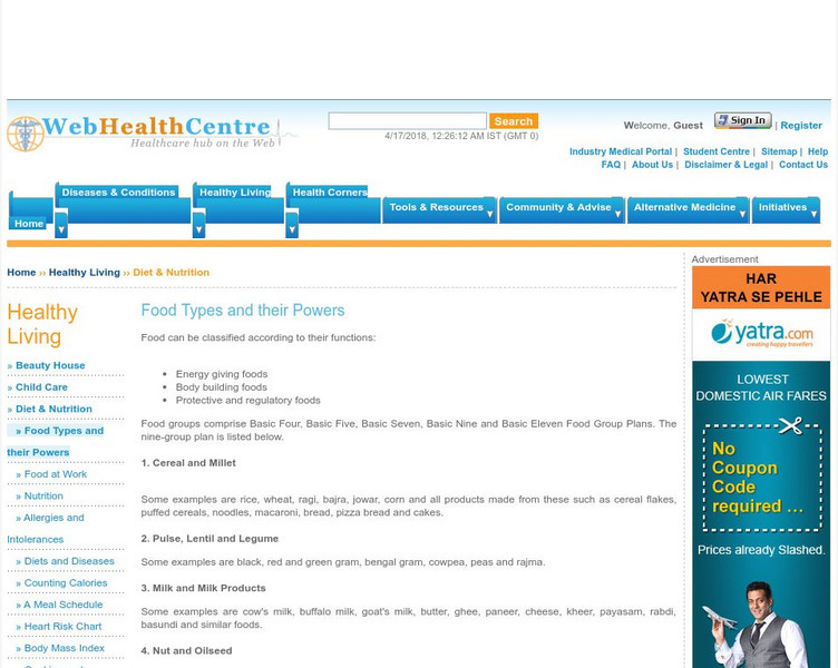 Web Health Centre: Food Types and Their Powers Website Web Health Centre: Food Types and Their Powers Website