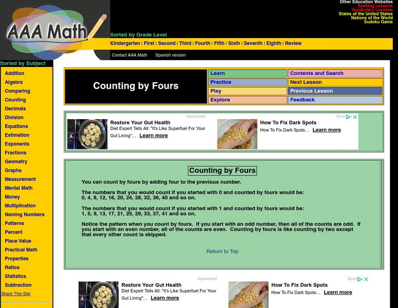 Aaa Math: Counting by Fours Website Aaa Math: Counting by Fours Website