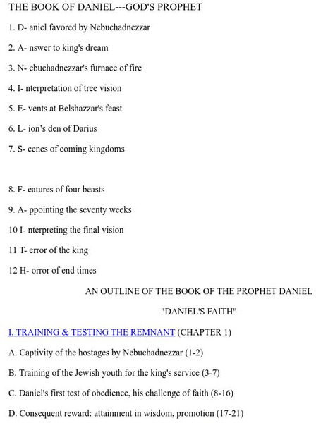 Zion Friedheim Lutheran Church: The Book of Daniel Handout Zion Friedheim Lutheran Church: The Book of Daniel Handout