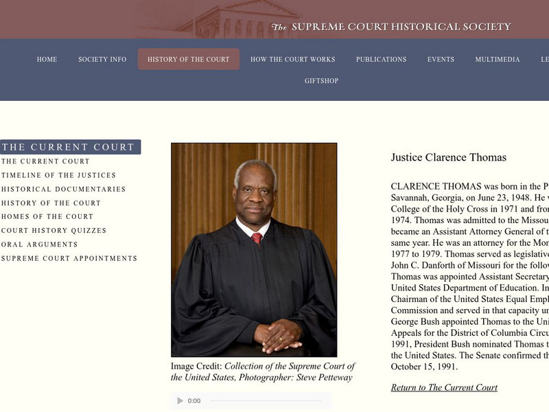 Supreme Court Historical Society: Clarence Thomas Activity Supreme Court Historical Society: Clarence Thomas Activity