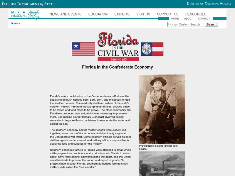 Florida in the Civil War: Florida in the Confederate Economy Handout Florida in the Civil War: Florida in the Confederate Economy Handout
