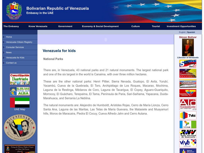 Embassy of Venezuela: National Parks and Natural Monuments Article
