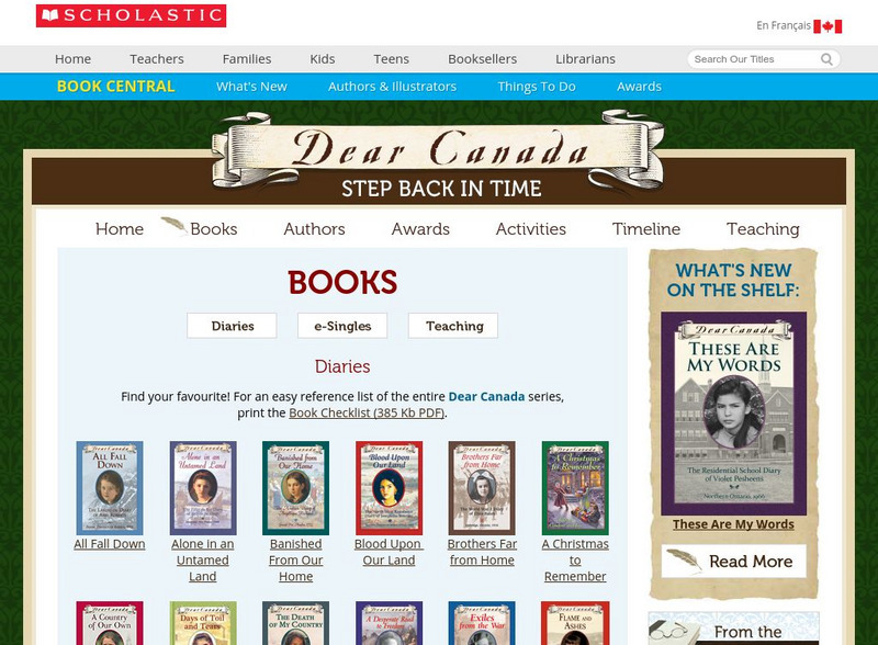 Scholastic Canada: Dear Canada Series Handout Scholastic Canada: Dear Canada Series Handout