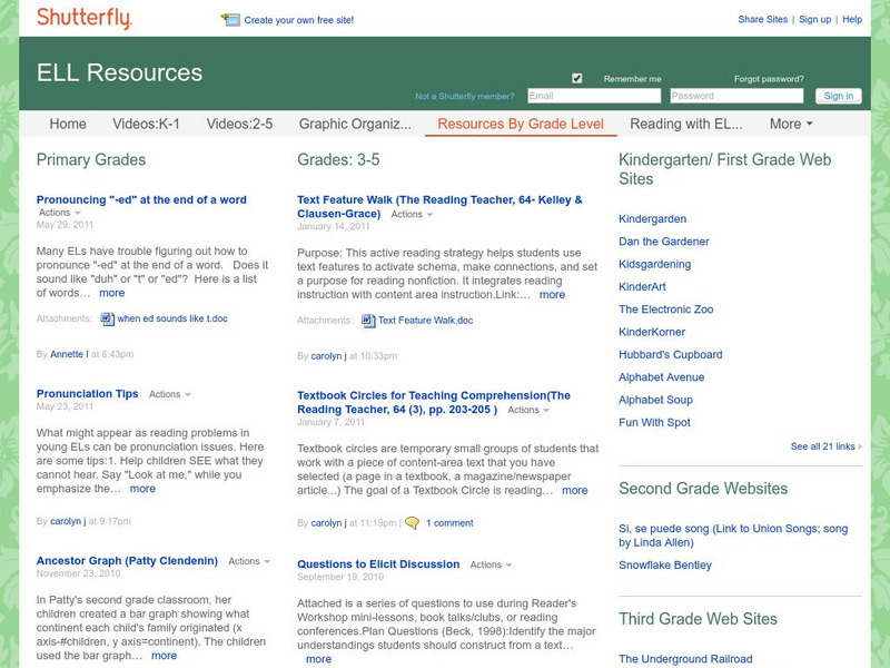 Shutterfly: Ell Resources: Resources by Grade Level Activity Shutterfly: Ell Resources: Resources by Grade Level Activity