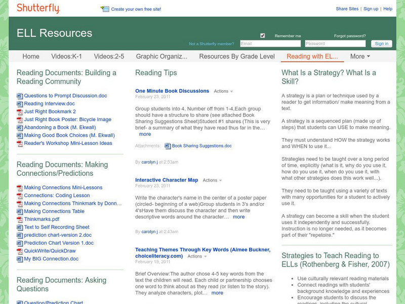 Shutterfly: Ell Resources: Reading With El Ls Activity Shutterfly: Ell Resources: Reading With El Ls Activity
