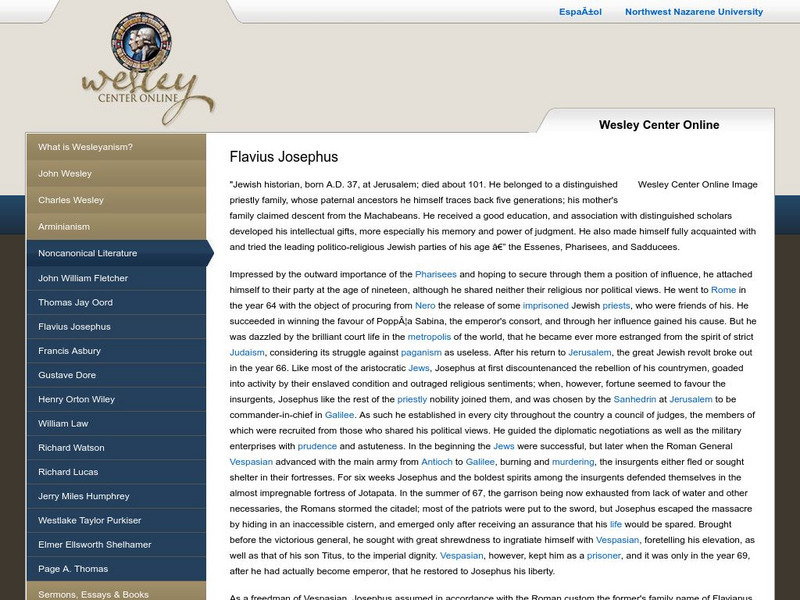 Wesley Center for Applied Theology: Flavius Josephus Handout