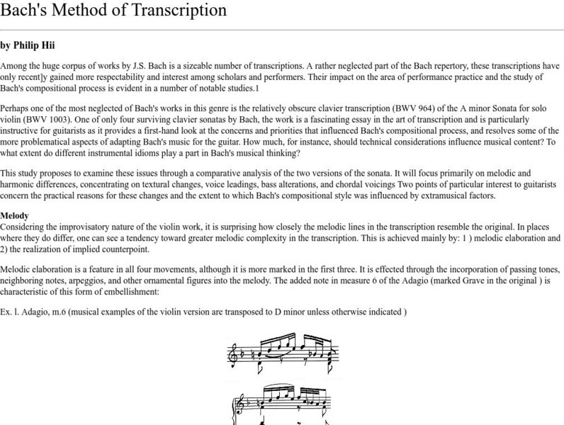 Del Mar College: Bach's Method of Transcription Website Del Mar College: Bach's Method of Transcription Website