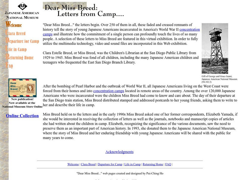 Japanese American National Museum: Dear Miss. Breed: Letters From Camp Website Japanese American National Museum: Dear Miss. Breed: Letters From Camp Website