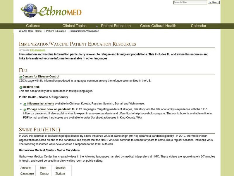 Ethno Med: Immunization/vaccine Information Statements Website Ethno Med: Immunization/vaccine Information Statements Website