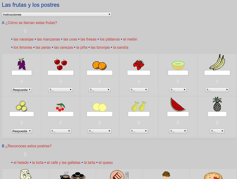 Mas Arriba: Las Frutas Y Los Postres Activity