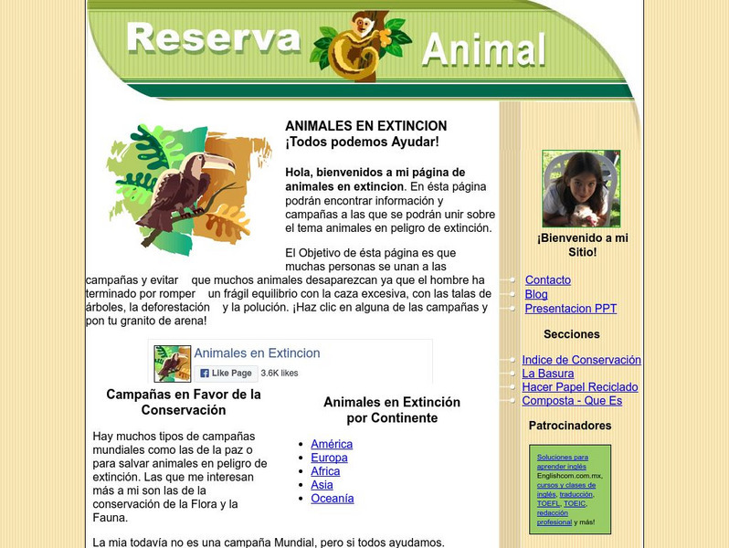 Animales en Extincion: Reserva Animal Website Animales en Extincion: Reserva Animal Website