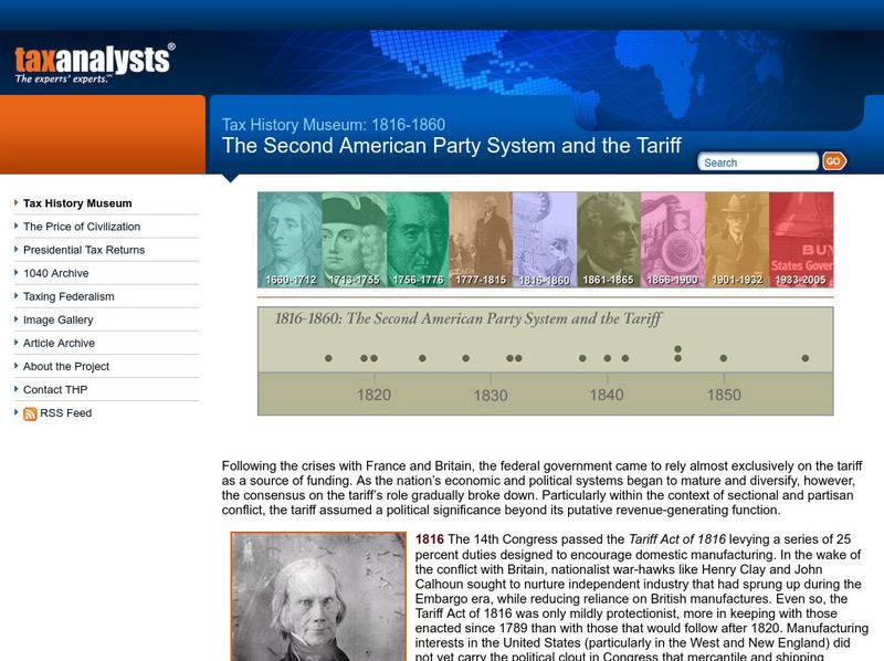 1816 1860: The Second American Party System and the Tariff Handout 1816 1860: The Second American Party System and the Tariff Handout