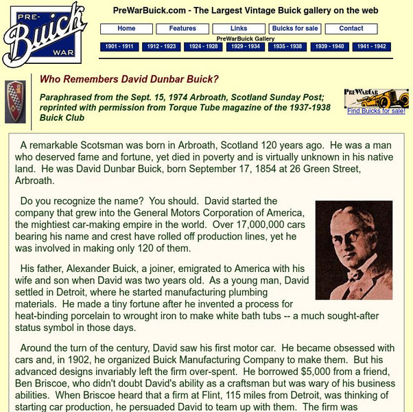 Pre War Buick: Who Remembers David Dunbar Buick? Handout