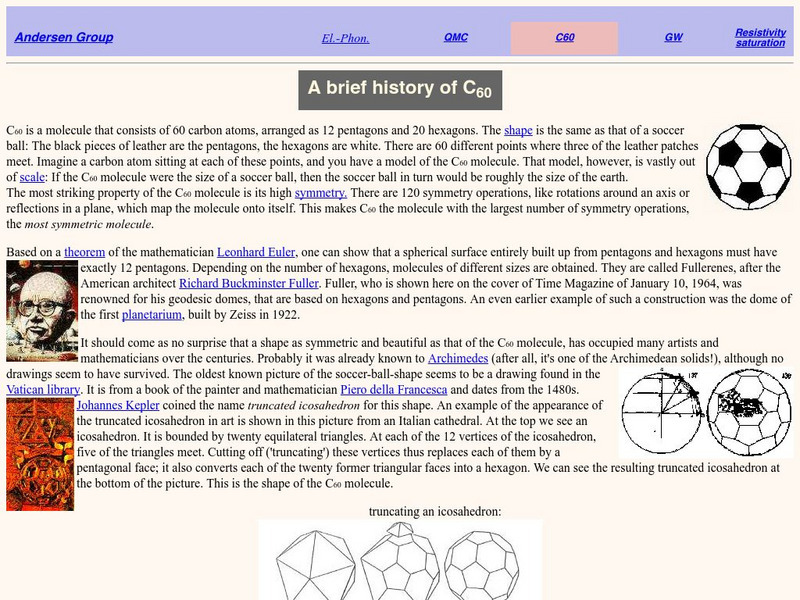 Abteilung Andersen: A Brief History of C60 Handout Abteilung Andersen: A Brief History of C60 Handout