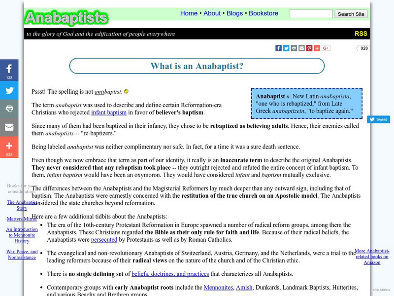 Anabaptists: What Is an Anabaptist? Article