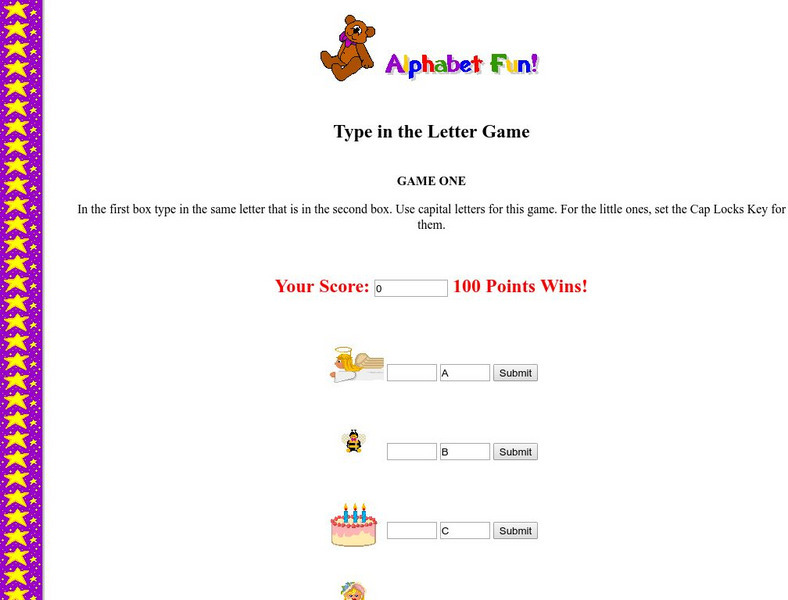 Billy Bear 4 Kids: Alphabet Fun: Type in the Letter Game Unit Plan