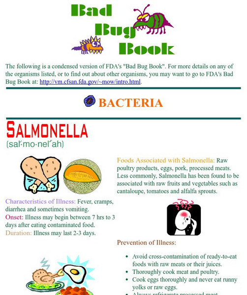 Ncagr: Bad Bug Book Handout Ncagr: Bad Bug Book Handout