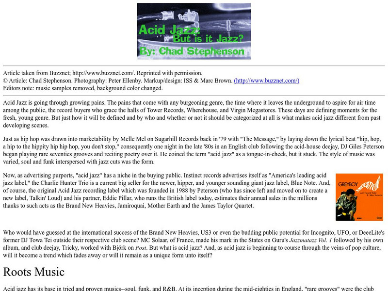 Acid Jazz: But Is It Jazz? Article Acid Jazz: But Is It Jazz? Article
