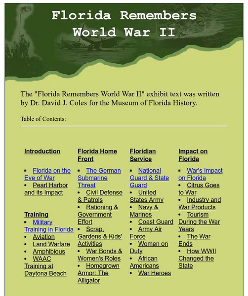 Museum of Florida History: Florida Remembers Wwii Website Museum of Florida History: Florida Remembers Wwii Website
