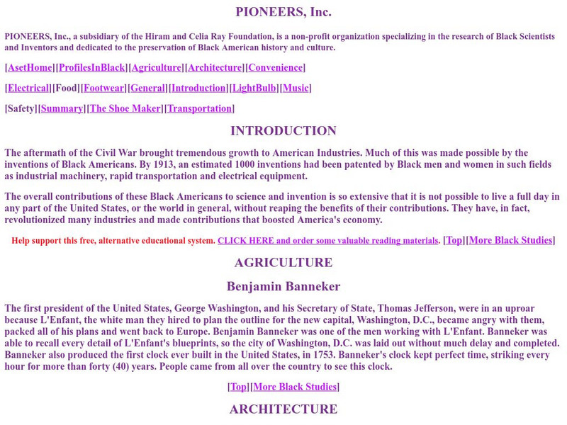 Pioneers, Inc.: Black Scientists and Inventors Website Pioneers, Inc.: Black Scientists and Inventors Website