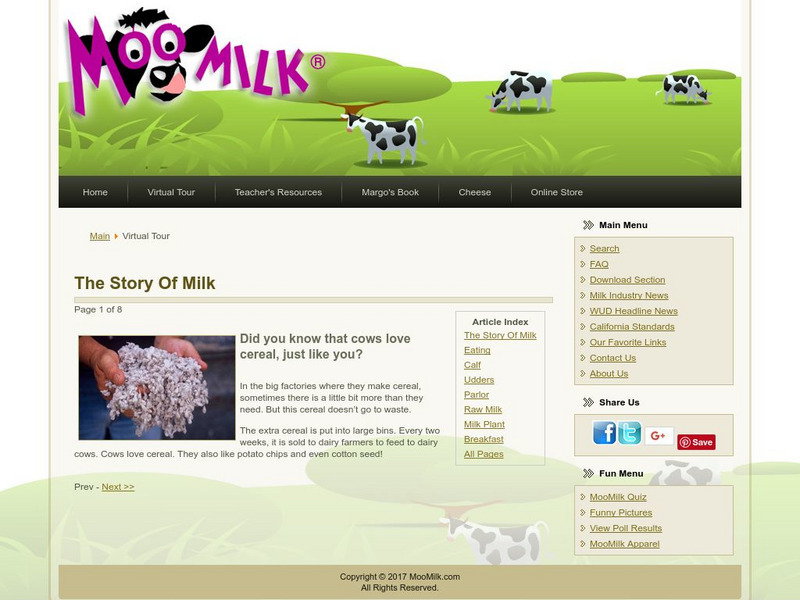 Moo milk.com: The Story of Milk Activity Moo milk.com: The Story of Milk Activity