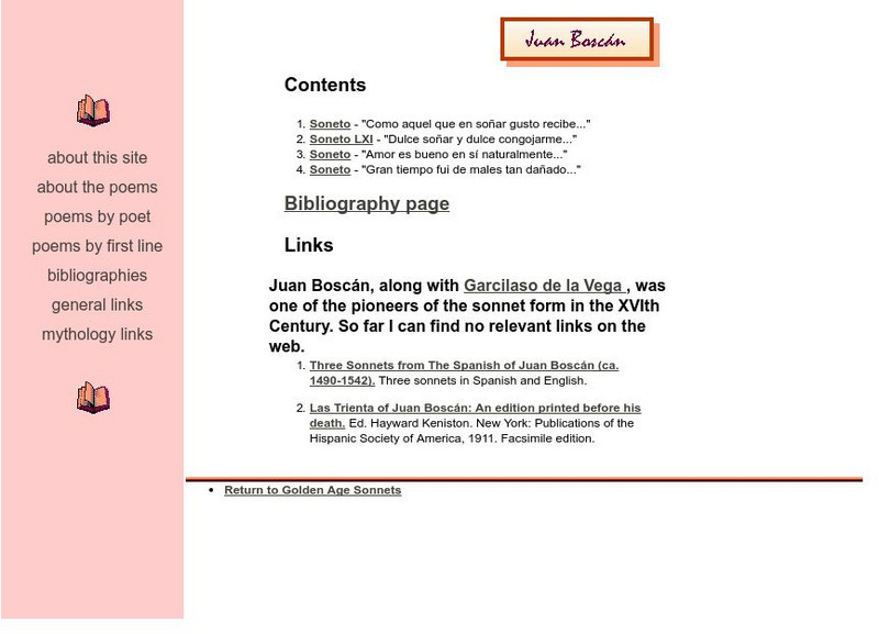 Golden Age Spanish Sonnets: Juan Boscan eBook Golden Age Spanish Sonnets: Juan Boscan eBook