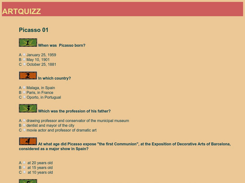 Art Quizz: Picasso (1) Unknown Type Art Quizz: Picasso (1) Unknown Type