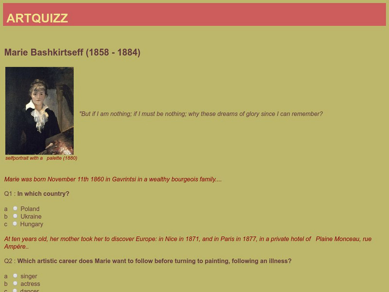 Art Quizz: Marie Bashkirtseff Unknown Type