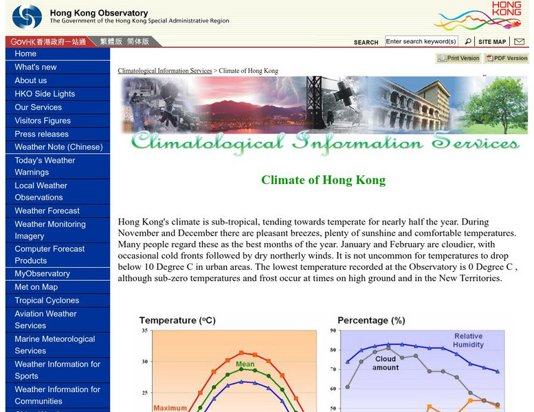 Hong Kong Observatory: Climate of Hong Kong Website
