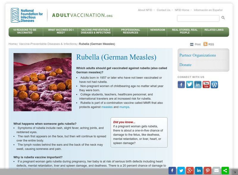 Nfid: Facts About Rubella for Adults Handout Nfid: Facts About Rubella for Adults Handout