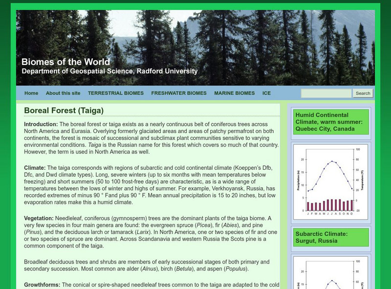 Radford University: Taiga or Boreal Forest Handout Radford University: Taiga or Boreal Forest Handout
