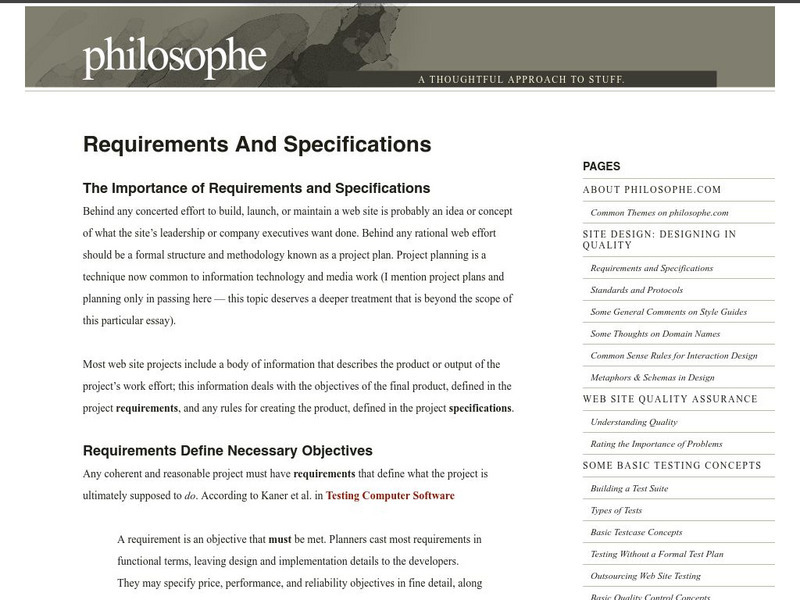 Sisson: Requirements and Specifications Website Sisson: Requirements and Specifications Website