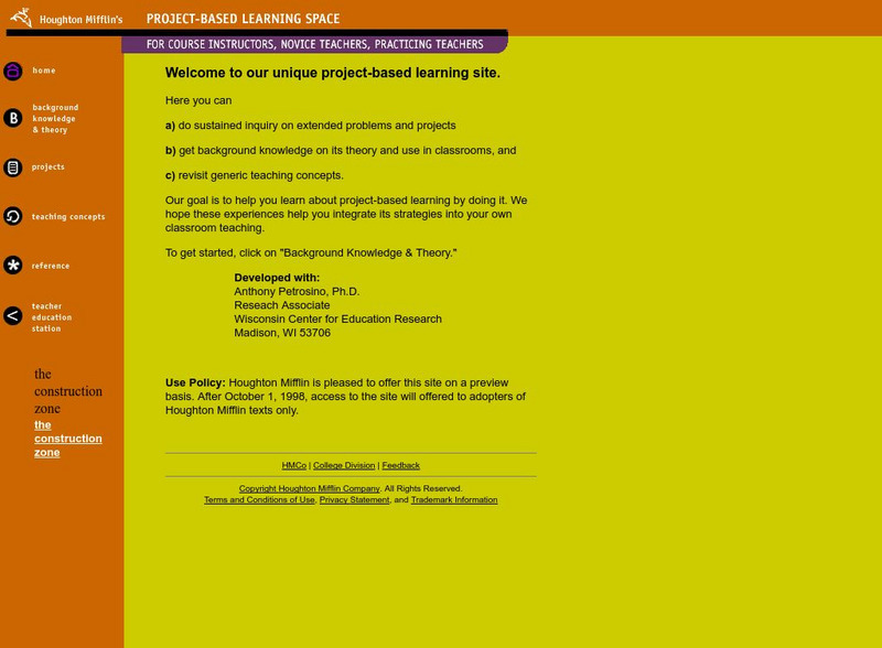 Houghton Mifflin: Project Based Learning Space Handout Houghton Mifflin: Project Based Learning Space Handout