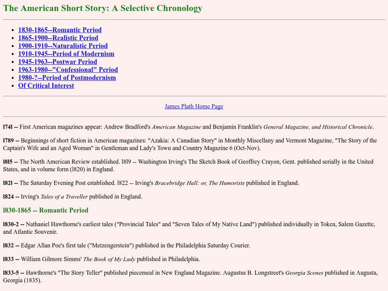 The American Short Story: A Selective Chronology Website The American Short Story: A Selective Chronology Website