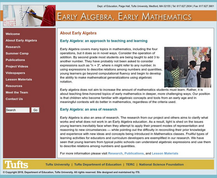 Tufts University: Early Algebra, Early Arithmetic Online Course Tufts University: Early Algebra, Early Arithmetic Online Course