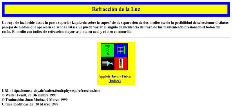 Walter Fendt: Refraccion De La Luz Activity Walter Fendt: Refraccion De La Luz Activity
