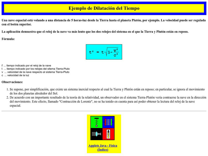 Walter Fendt: Ejemplo De Dilatacion Del Tiempo Activity Walter Fendt: Ejemplo De Dilatacion Del Tiempo Activity