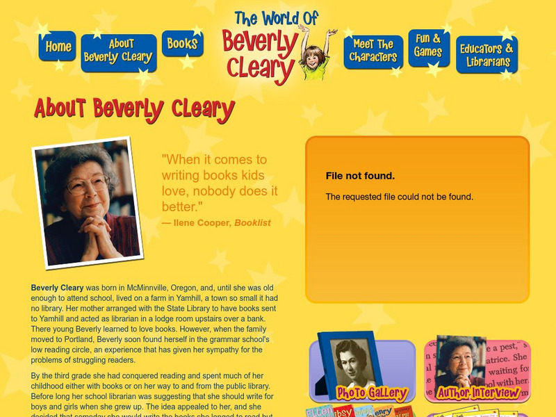 Official Site: About Beverly Cleary Activity