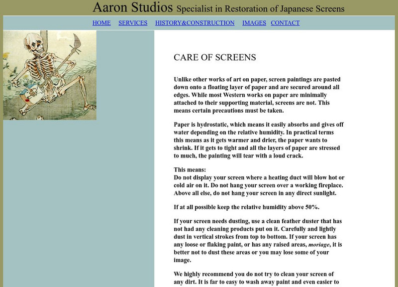 Care of Japanese Screens: Basic Care Handout Care of Japanese Screens: Basic Care Handout