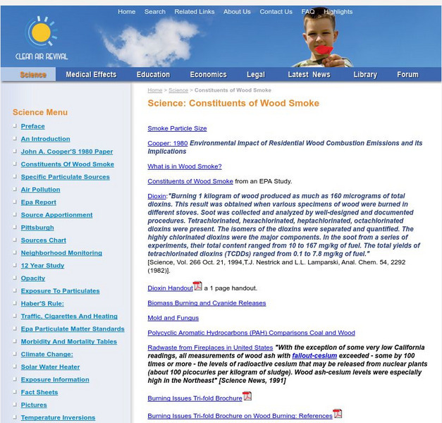 Clean Air Revival: Burning Issues: Constituents of Wood Smoke Website Clean Air Revival: Burning Issues: Constituents of Wood Smoke Website