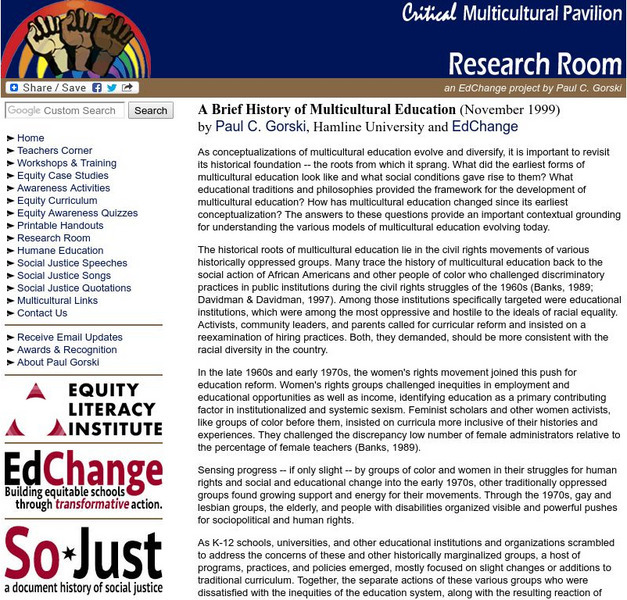 Critical Multicultural Pavilion: A Brief History of Multicultural Education Website Critical Multicultural Pavilion: A Brief History of Multicultural Education Website