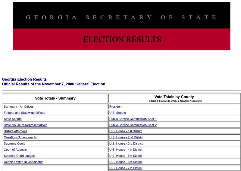 Georgia: 2000 Election Results Website Georgia: 2000 Election Results Website