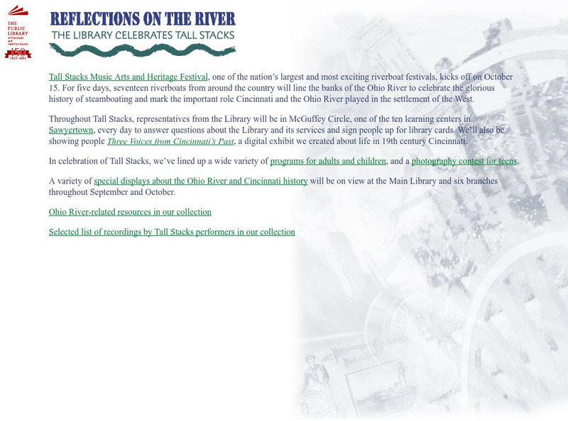 Cincinnati Library: Reflections on the River: Tall Stacks Website Cincinnati Library: Reflections on the River: Tall Stacks Website