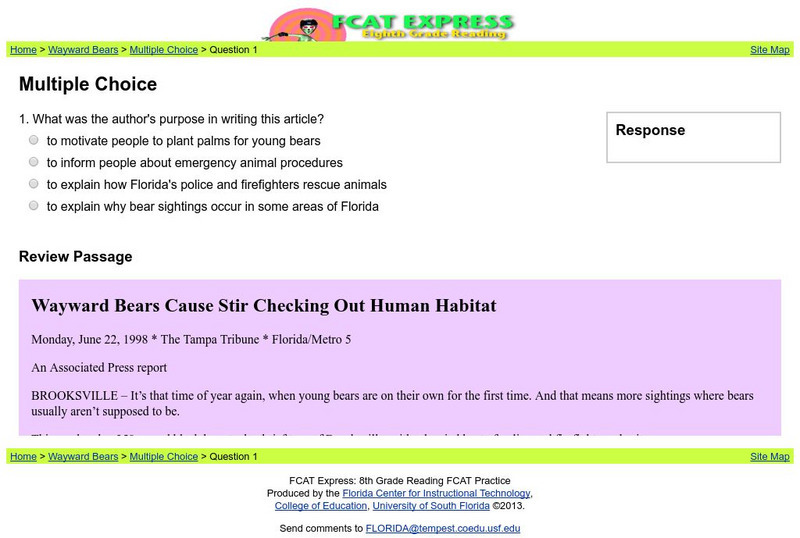 Fcat Express: Wayward Bears: Multiple Choice Unknown Type